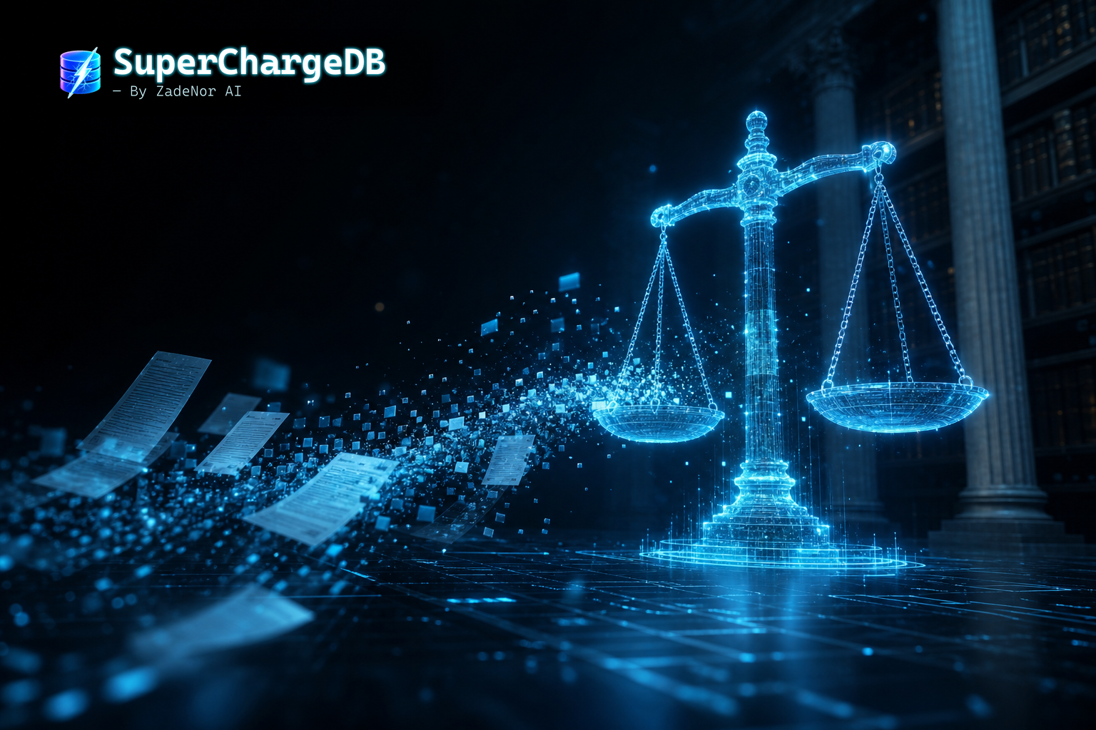 Cinematic hologram of contracts and case law surfacing precise clauses and citations for legal retrieval